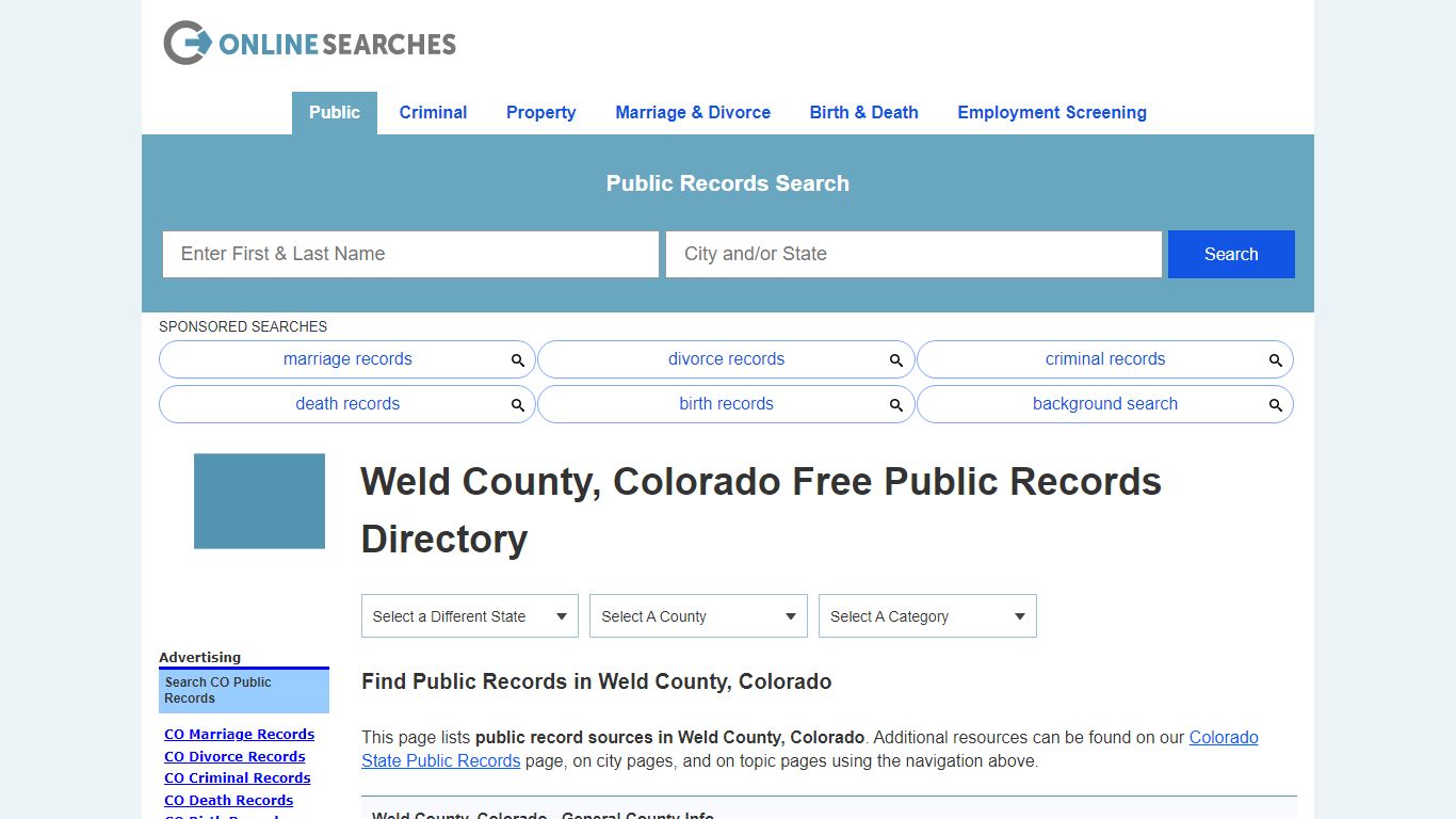 Weld County, Colorado Public Records Directory